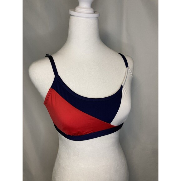 Kona Sol™ Women's Colorblock Red White Blue Bralette Bikini Top Size M - Picture 1 of 6